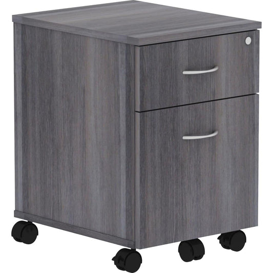 Lorell Relevance Series Charcoal Laminate Office Furniture Pedestal - 2-Drawer - 15.8" x 19.9"22.9" - 2 x File, Box Drawer(s) - Finish: Weathered Charcoal, Laminate