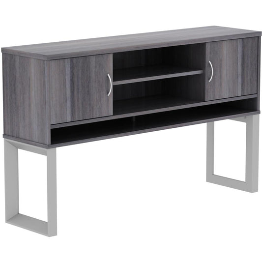 Lorell Relevance Series Charcoal Laminate Office Furniture Hutch - 59" x 15"36" - 3 Shelve(s) - Finish: Charcoal, Laminate