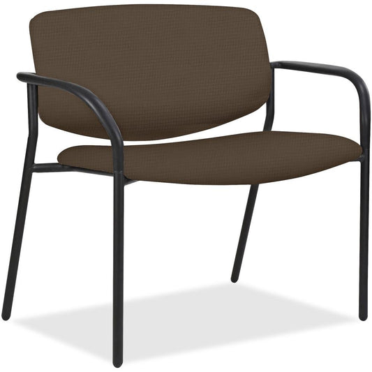 Lorell Bariatric Guest Chairs with Fabric Seat & Back - Beige Steel, Crepe Fabric Seat - Beige Steel Back - Powder Coated, Black Tubular Steel Frame - Four-legged Base - Armrest - 1 Each