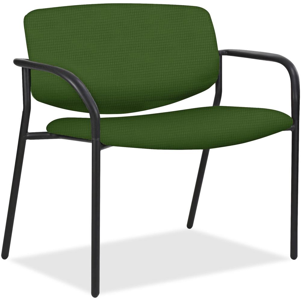 Lorell Bariatric Guest Chairs with Fabric Seat & Back - Fern Steel, Crepe Fabric Seat - Fern Steel Back - Powder Coated, Black Tubular Steel Frame - Four-legged Base - Armrest - 1 Each