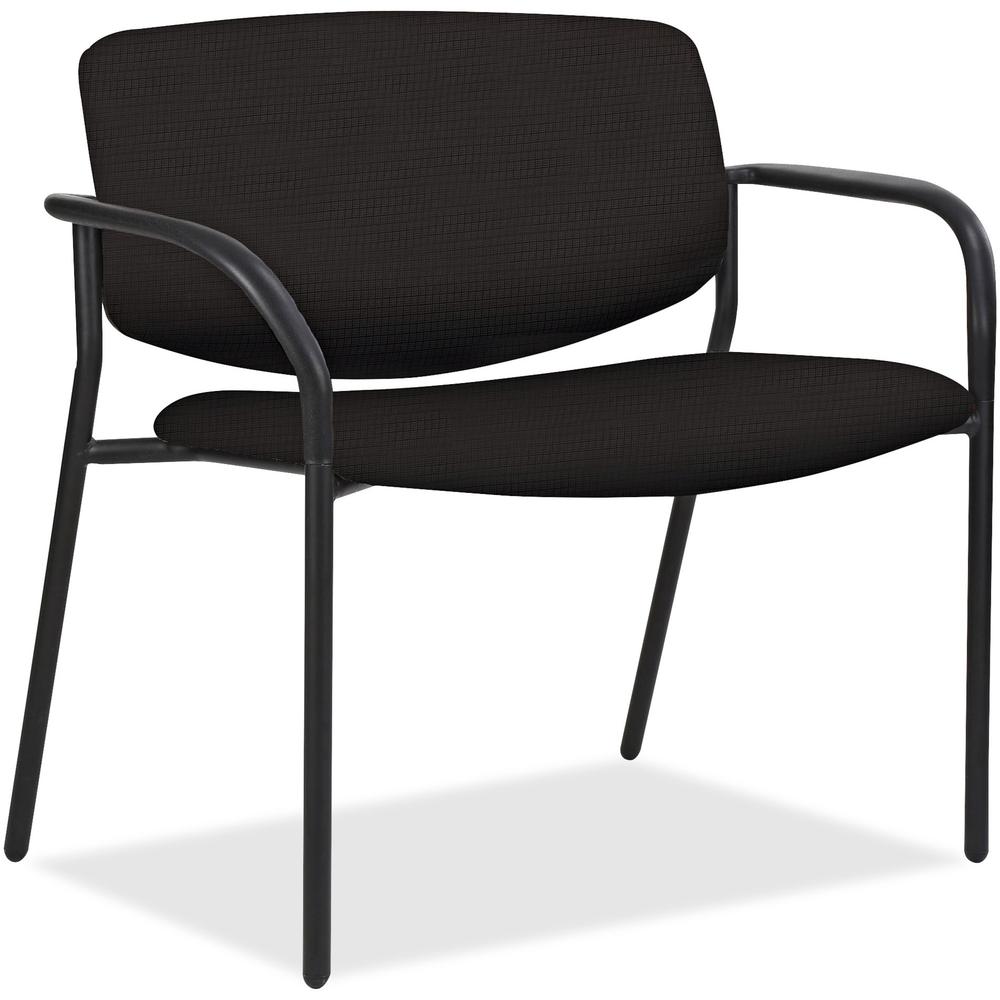 Lorell Bariatric Guest Chairs with Vinyl Seat & Back - Black Foam, Vinyl Seat - Black Foam, Vinyl Back - Powder Coated, Black Tubular Steel Frame - Four-legged Base - Armrest - 1 Each