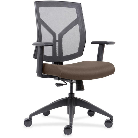 Lorell Mesh Back/Fabric Seat Mid-Back Task Chair - Beige Fabric, Foam Seat - Black Frame - Mid Back - 1 Each