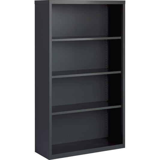 Lorell Fortress Series Charcoal Bookcase - 34.5" x 13"60" - 4 Shelve(s) - Material: Steel - Finish: Charcoal, Powder Coated