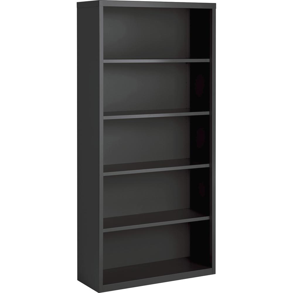 Lorell Fortress Series Charcoal Bookcase - 34.5" x 13"72" - 5 Shelve(s) - Material: Steel - Finish: Charcoal, Powder Coated