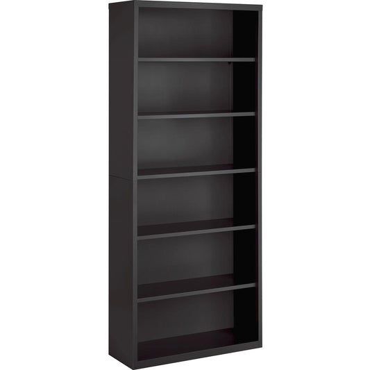 Lorell Fortress Series Charcoal Bookcase - 34.5" x 13"82" - 6 Shelve(s) - Material: Steel - Finish: Charcoal, Powder Coated