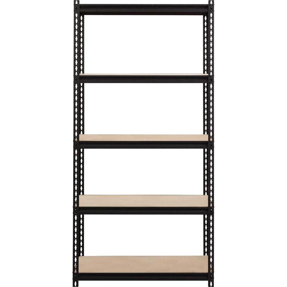 Lorell 2,300 lb Capacity Riveted Steel Shelving - 5 Shelf(ves) - 72" Height x 36" Width x 18" Depth - 30% Recycled - Black - Steel, Particleboard - 1 Each