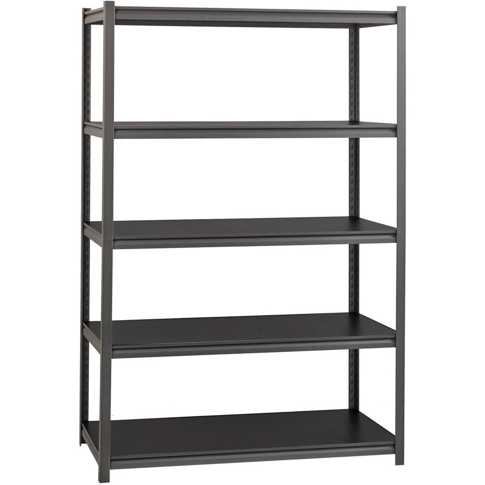 Lorell 3,200 lb Capacity Riveted Steel Shelving - 5 Shelf(ves) - 72" Height x 48" Width x 18" Depth - 30% Recycled - Black - Steel, Laminate - 1 Each