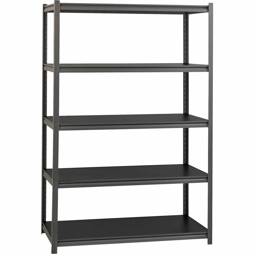 Lorell 3,200 lb Capacity Riveted Steel Shelving - 5 Shelf(ves) - 72" Height x 48" Width x 24" Depth - 30% Recycled - Black - Steel, Laminate - 1 Each