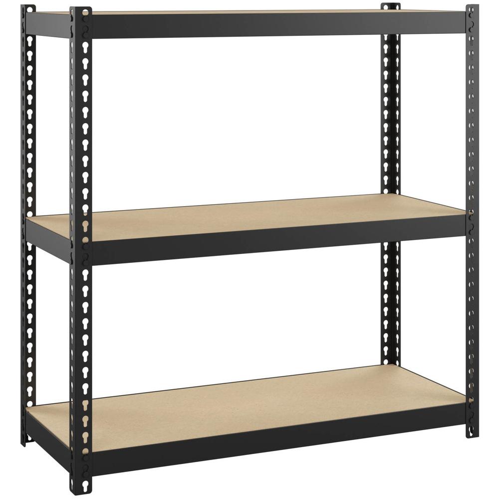 Lorell Narrow Steel Shelving - 3 Shelf(ves) - 30" Height x 30" Width x 12" Depth - 28% Recycled - Black - Steel - 1 Each