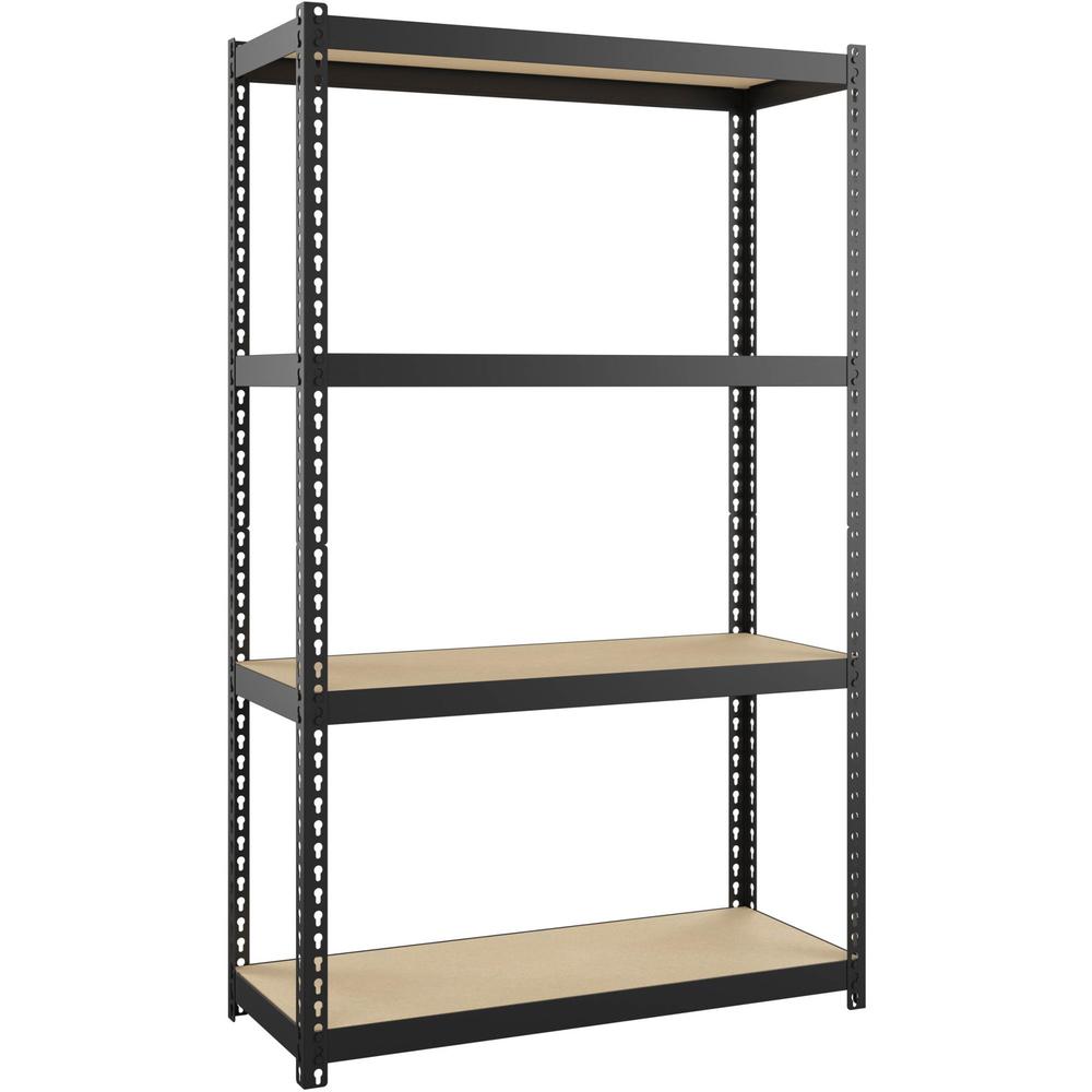 Lorell Narrow Steel Shelving - 4 Shelf(ves) - 48" Height x 30" Width x 12" Depth - 28% Recycled - Black - Steel - 1 Each