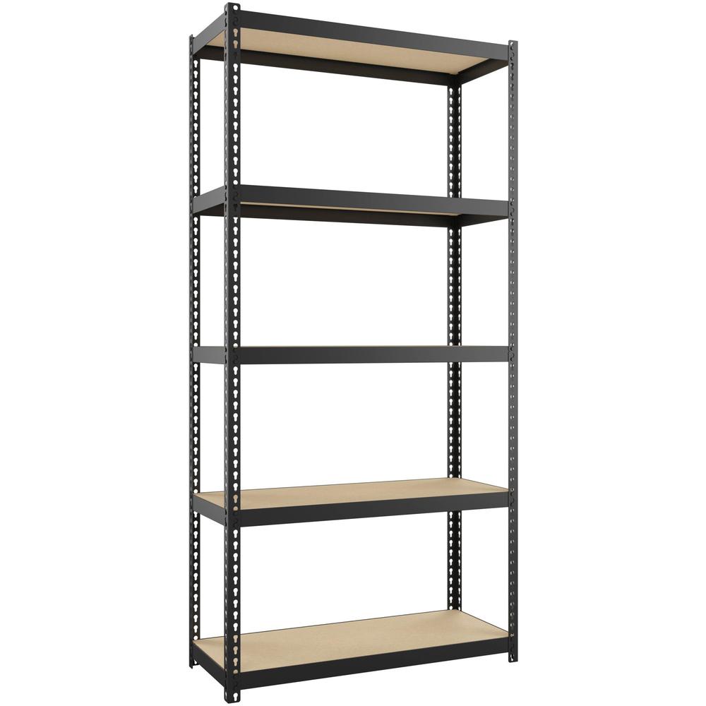 Lorell Narrow Steel Shelving - 5 Shelf(ves) - 60" Height x 30" Width x 12" Depth - 28% Recycled - Black - Steel - 1 Each