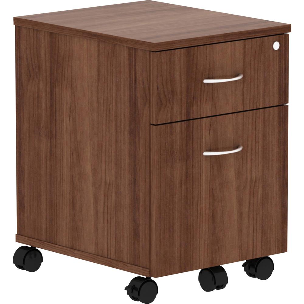 Lorell Relevance Walnut Laminate Mobile Pedestal - 2-Drawer - 15.8" x 19.9"22.9" - 2 x File, Box Drawer(s) - Finish: Laminate, Walnut