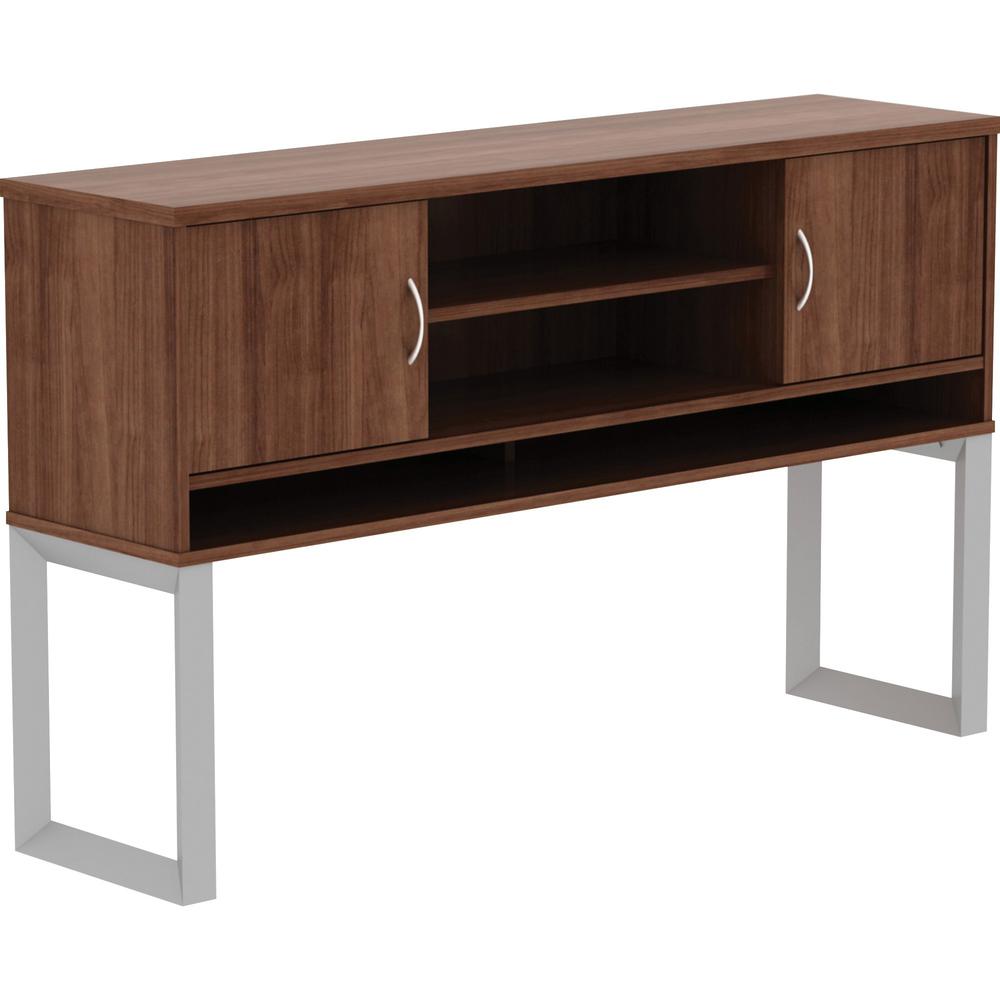 Lorell Walnut Laminate Freestanding Hutch - 59" x 15"36" - 3 Shelve(s) - Finish: Walnut Laminate