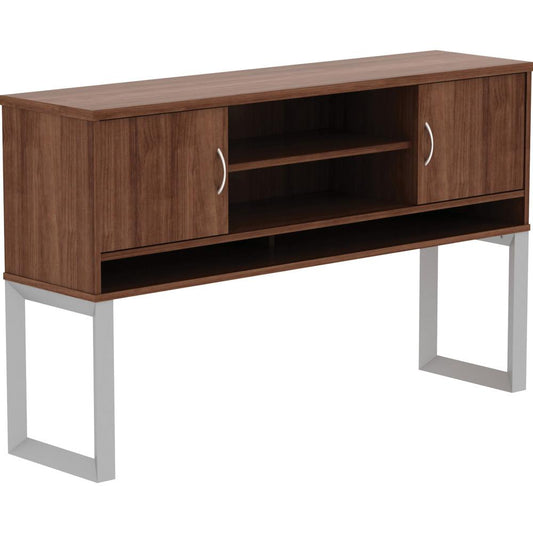 Lorell Walnut Laminate Freestanding Hutch - 59" x 15"36" - 3 Shelve(s) - Finish: Walnut Laminate