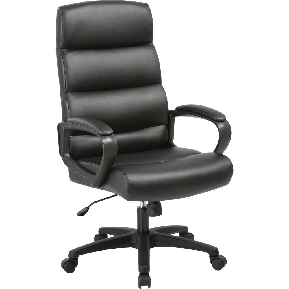 SOHO High-back Leather Executive Chair - Black Bonded Leather Seat - Black Bonded Leather Back - High Back - 5-star Base - 1 Each