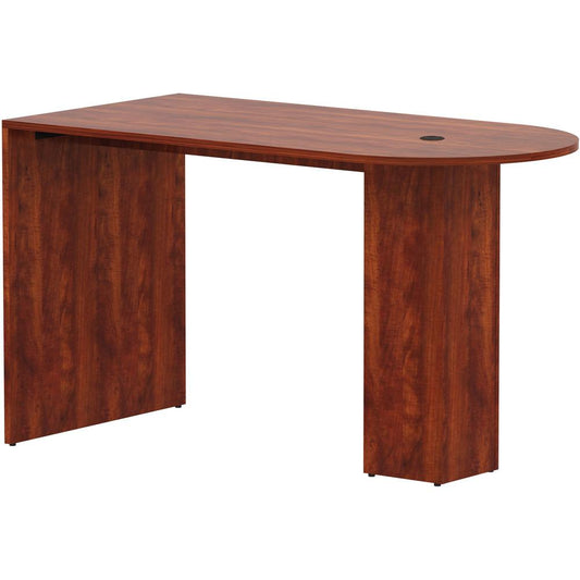 Lorell Essentials Laminate Peninsula Cafe Table - 71" x 35.4"41.8" , 1" - Finish: Laminate, Cherry