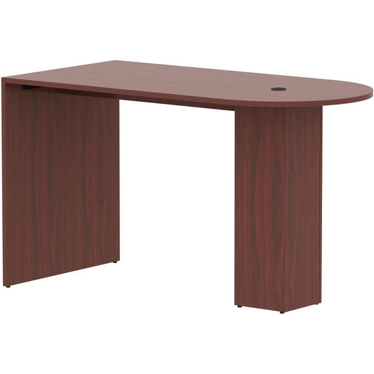 Lorell Essentials Laminate Peninsula Cafe Table - 71" x 35.4"41.8" , 1" - Finish: Laminate, Mahogany