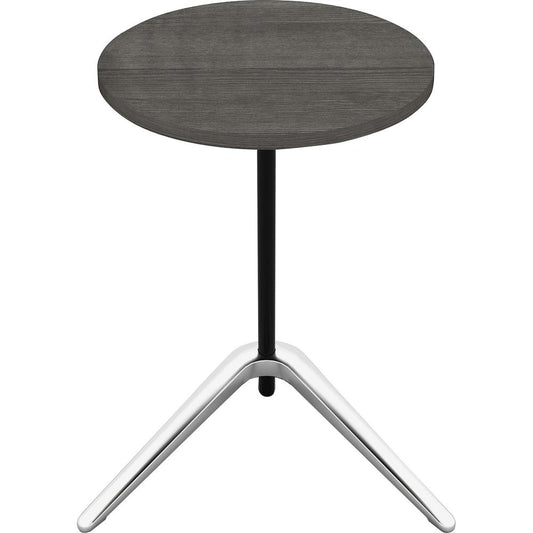 Lorell Guest Area Round Top Accent Table - For - Table TopCharcoal Round Top - Polished Aluminum Base - 15.75" Table Top Length x 15.75" Table Top Width - 24.60" Height - Assembly Required - 1 Each