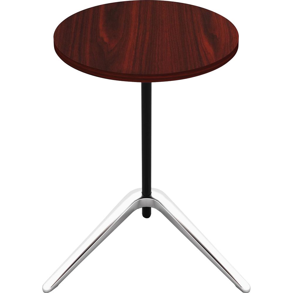 Lorell Guest Area Round Top Accent Table - For - Table TopMahogany Round Top - Polished Aluminum Base - 15.75" Table Top Length x 15.75" Table Top Width - 24.60" Height - 1 Each