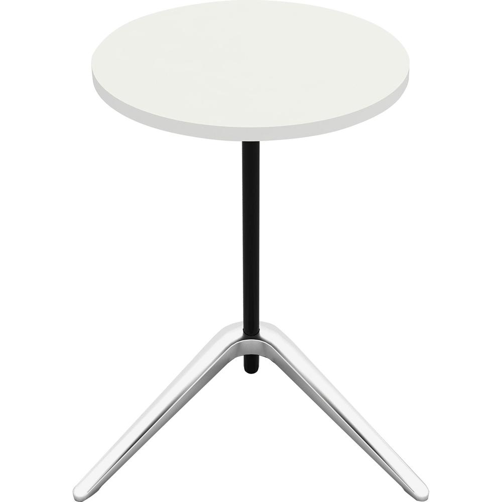 Lorell Guest Area Round Top Accent Table - For - Table TopWhite Round Top - Polished Aluminum Base - 15.75" Table Top Length x 15.75" Table Top Width - 24.60" Height - 1 Each