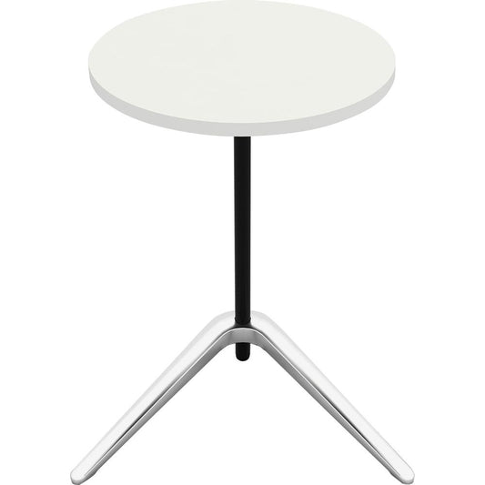 Lorell Guest Area Round Top Accent Table - For - Table TopWhite Round Top - Polished Aluminum Base - 15.75" Table Top Length x 15.75" Table Top Width - 24.60" Height - 1 Each