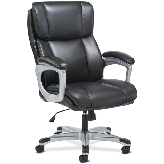 Sadie 3-Fifteen Executive Leather Chair - Black Plush, Bonded Leather Seat - Black Plush, Bonded Leather Back - High Back - 5-star Base - 1 Each