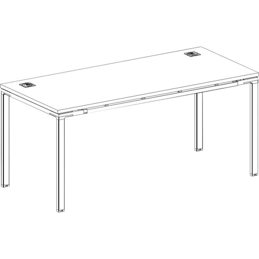 Boss Desk with 2 Round Grommets - 66" x 30" x 29.5" - Finish: Driftwood