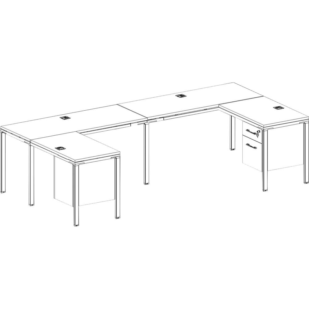 Boss 2 - L Shaped Desk Units, 2 Pedestals - 66" x 24" x 29.5" - Finish: Driftwood