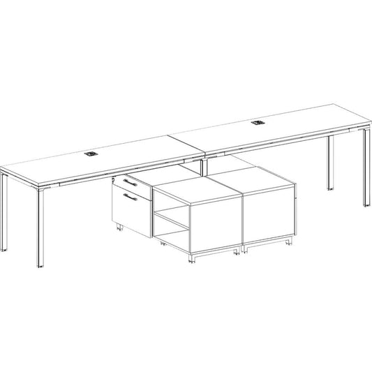 Boss 2 Desks Side by Side with 2 Cabinets - 60" x 24" x 29.5" - Finish: Driftwood