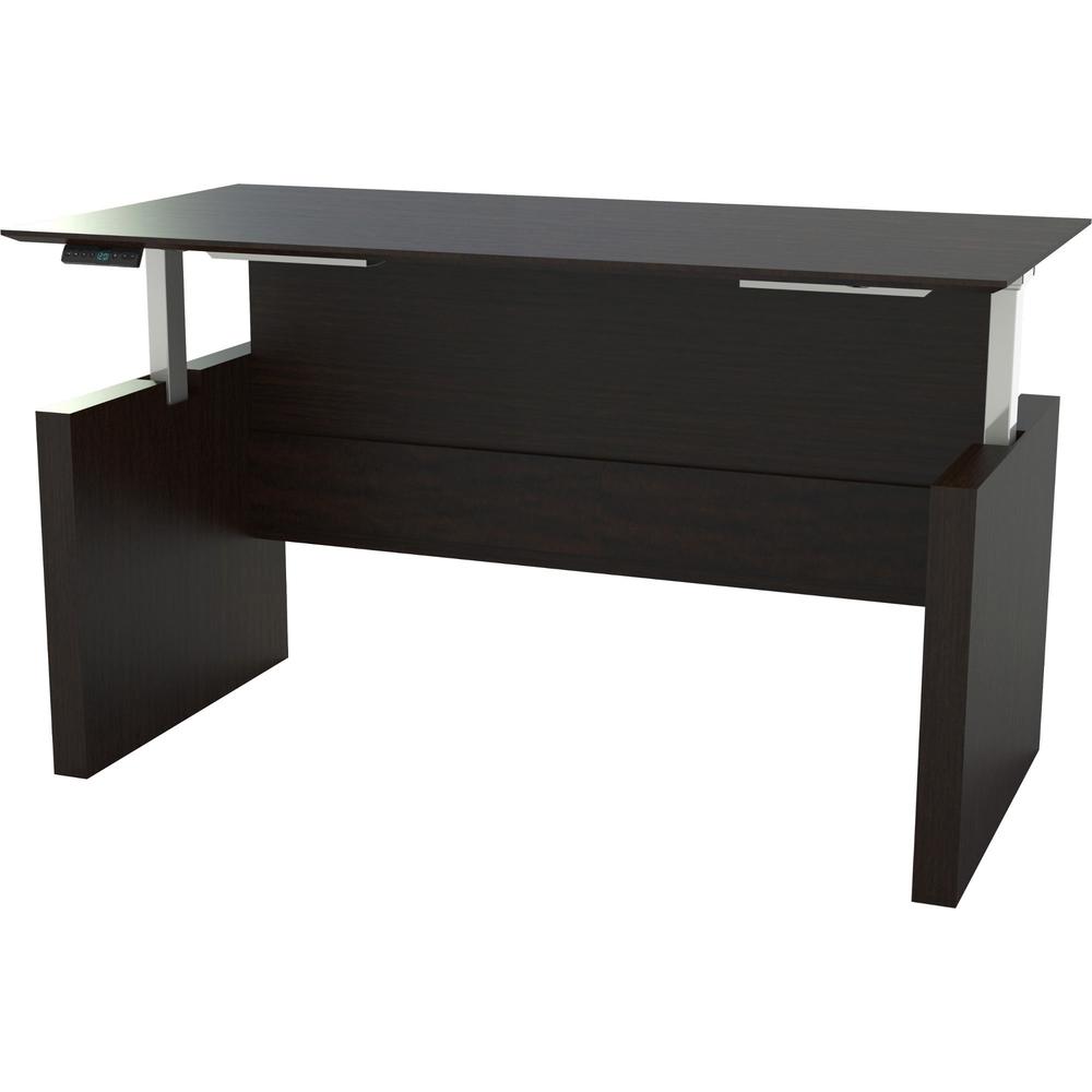 Safco Medina Height-Adjustable 72" Straight Height Adjustable Desk - 72" x 36"49.3" , 1" Work Surface - Beveled Edge - Material: Laminate - Finish: Mocha