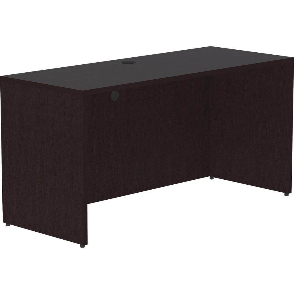 Lorell Essentials Espresso Laminate Credenza Shell - 60" x 24"29.5" Credenza Shell, 1" Top - Finish: Espresso, Silver Brush