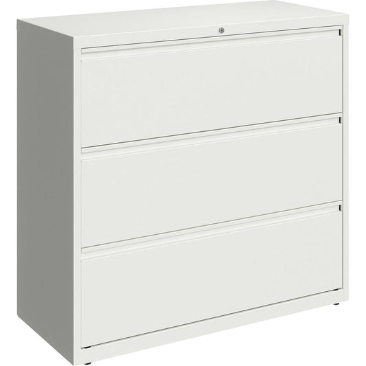 Lorell 42" White Lateral File - 3-Drawer - 42" x 18.6" x 40.3" - 3 x Drawer(s) for File - Letter, Legal, A4 - Lateral - Hanging Rail, Magnetic Label Holder, Locking Drawer, Locking Bar, Ball Bearing S