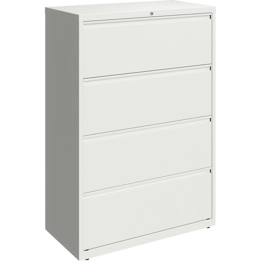 Lorell 36" White Lateral File - 4-Drawer - 36" x 18.6" x 52.5" - 4 x Drawer(s) for File - Letter, Legal, A4 - Hanging Rail, Magnetic Label Holder, Locking Drawer, Locking Bar, Ball Bearing Slide, Rein