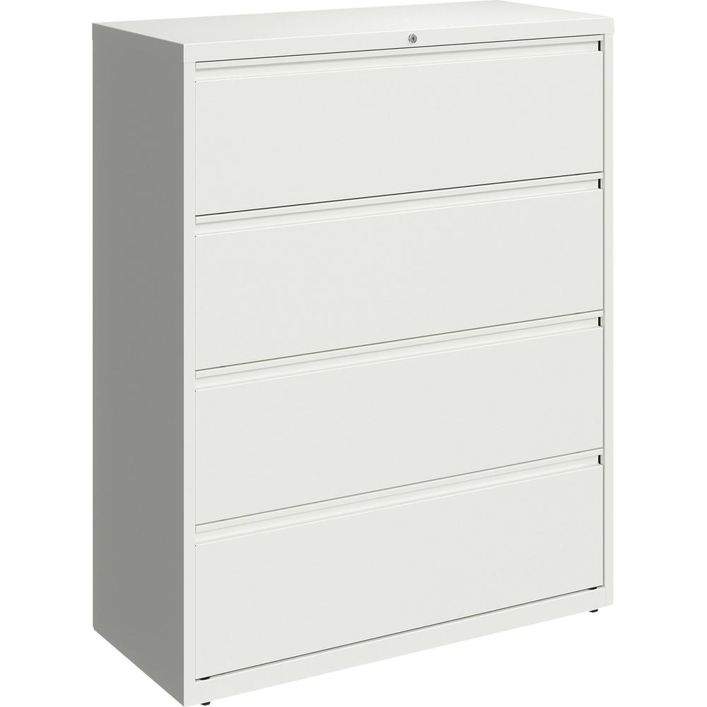 Lorell 42" White Lateral File - 4-Drawer - 42" x 18.6" x 52.5" - 4 x Drawer(s) for File - Letter, Legal, A4 - Lateral - Hanging Rail, Magnetic Label Holder, Locking Drawer, Locking Bar, Ball Bearing S