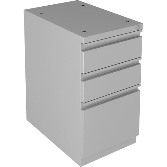 Lorell Fortress T-Leg Educators Desk Mobile Pedestal - 15" x 23" x 19.2" - 3 x File, Box Drawer(s) - Finish: Silver