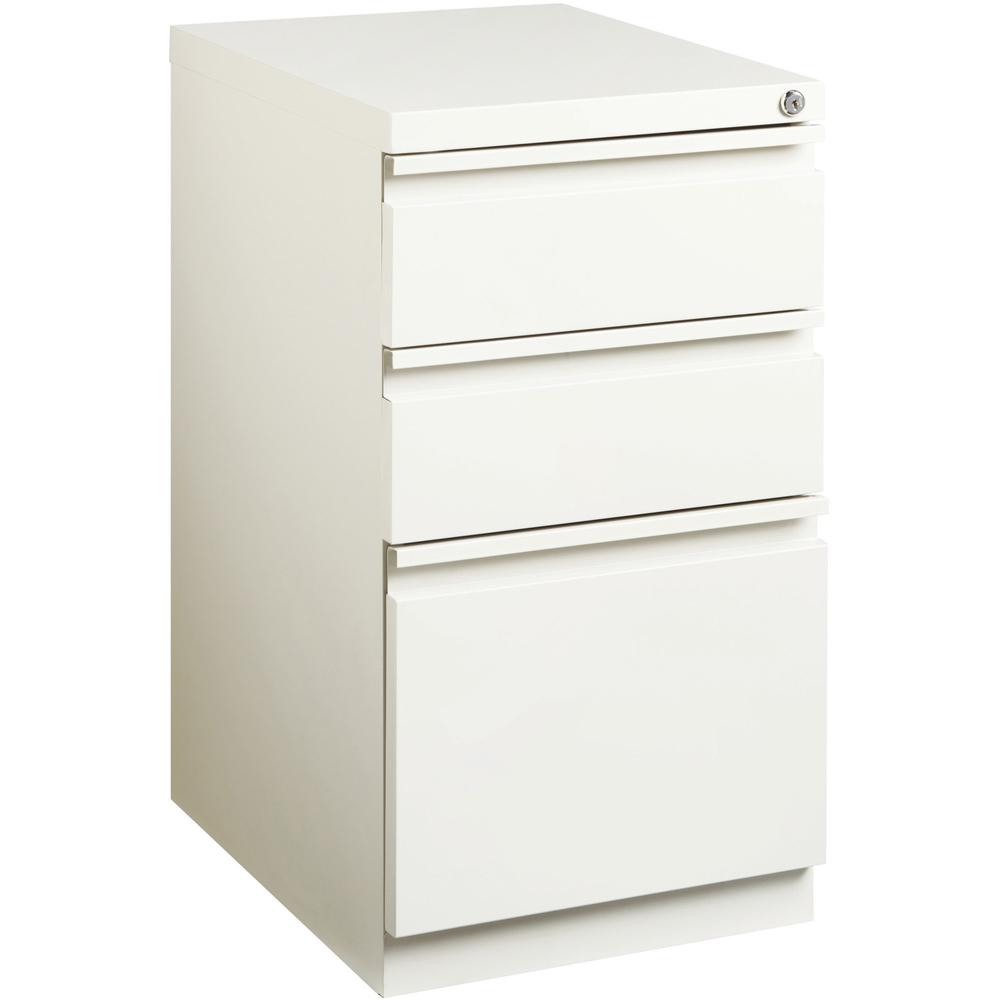 Lorell 3-drawer Box/Box/File Mobile Pedestal File - 15" x 19.9" x 27.8" for Box, File - Letter - Vertical - Mobility, Ball-bearing Suspension, Removable Lock, Pull-out Drawer, Recessed Drawer, Casters