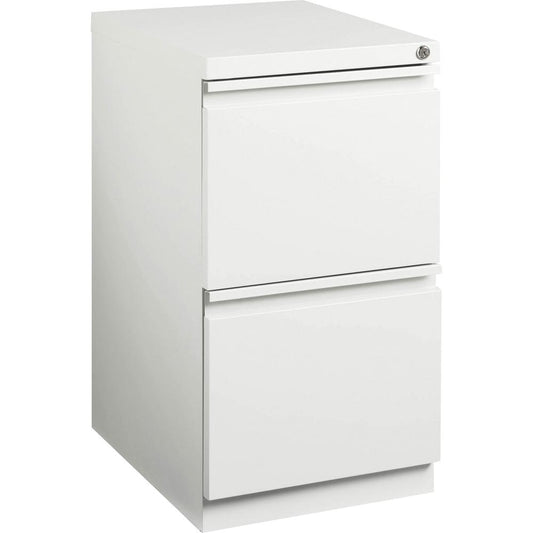 Lorell File/File Mobile Pedestal - 15" x 19.9" x 27.8" for File - Letter - Mobility, Ball-bearing Suspension, Removable Lock, Pull-out Drawer, Recessed Drawer, Casters, Key Lock - White - Steel - Recy