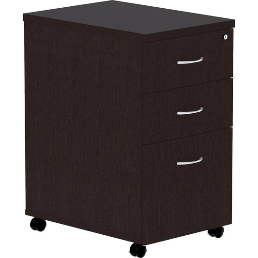 Lorell Essentials Espresso Laminate Pedestal - 16" x 22"28.3" Pedestal, 1" Top - Finish: Espresso, Silver Brush