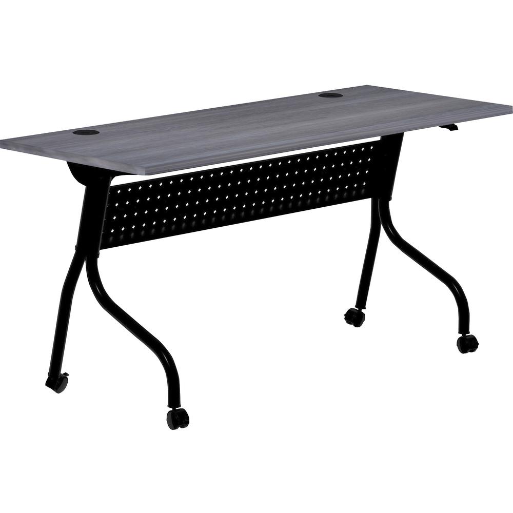 Lorell Charcoal Flip Top Training Table - For - Table TopCharcoal Rectangle, Melamine Top - Black Four Leg Base - 4 Legs x 60" Table Top Width x 23.60" Table Top Depth - 29.50" Height - Melamine - 1 E