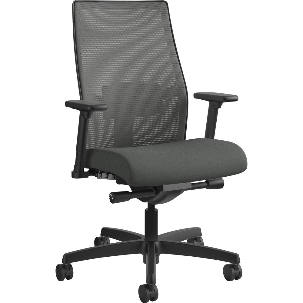 HON Ignition 2.0 Chair - Iron Ore Fabric Seat - Charcoal Mesh Back - Black Frame - Mid Back - Iron Ore