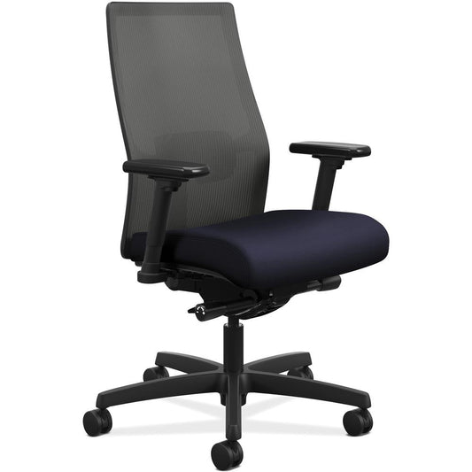 HON Ignition 2.0 Chair - Navy Fabric Seat - Charcoal Mesh Back - Black Frame - Mid Back - Navy