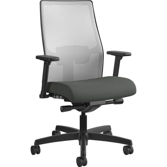 HON Ignition 2.0 Chair - Iron Ore Fabric Seat - Fog Mesh Back - Black Frame - Mid Back - Iron Ore