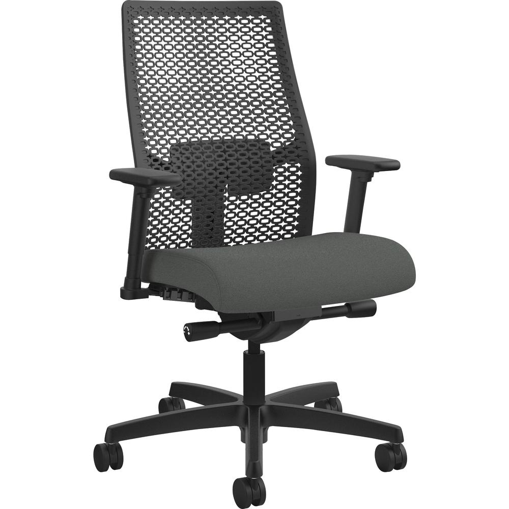 HON Ignition ReActiv Chair - Iron Ore Fabric Seat - Black Mesh Back - Black Frame - Mid Back - Iron Ore