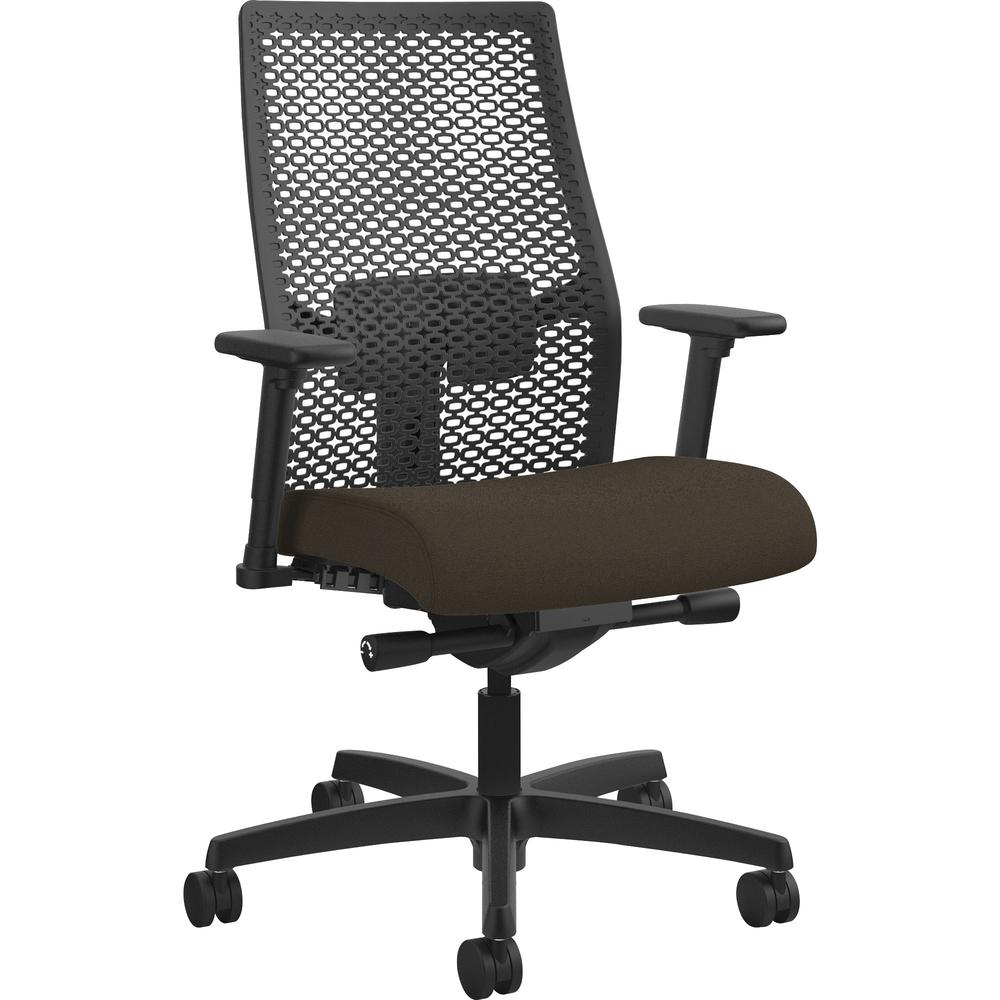 HON Ignition ReActiv Chair - Espresso Fabric Seat - Black Mesh Back - Black Frame - Mid Back - Espresso