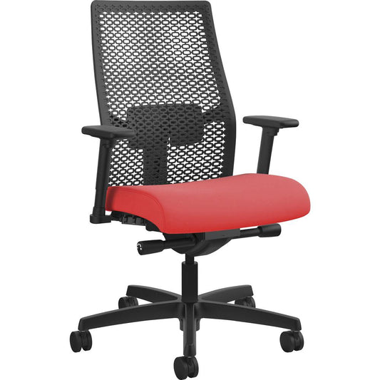 HON Ignition ReActiv Chair - Ruby Fabric Seat - Black Mesh Back - Black Frame - Mid Back - Ruby