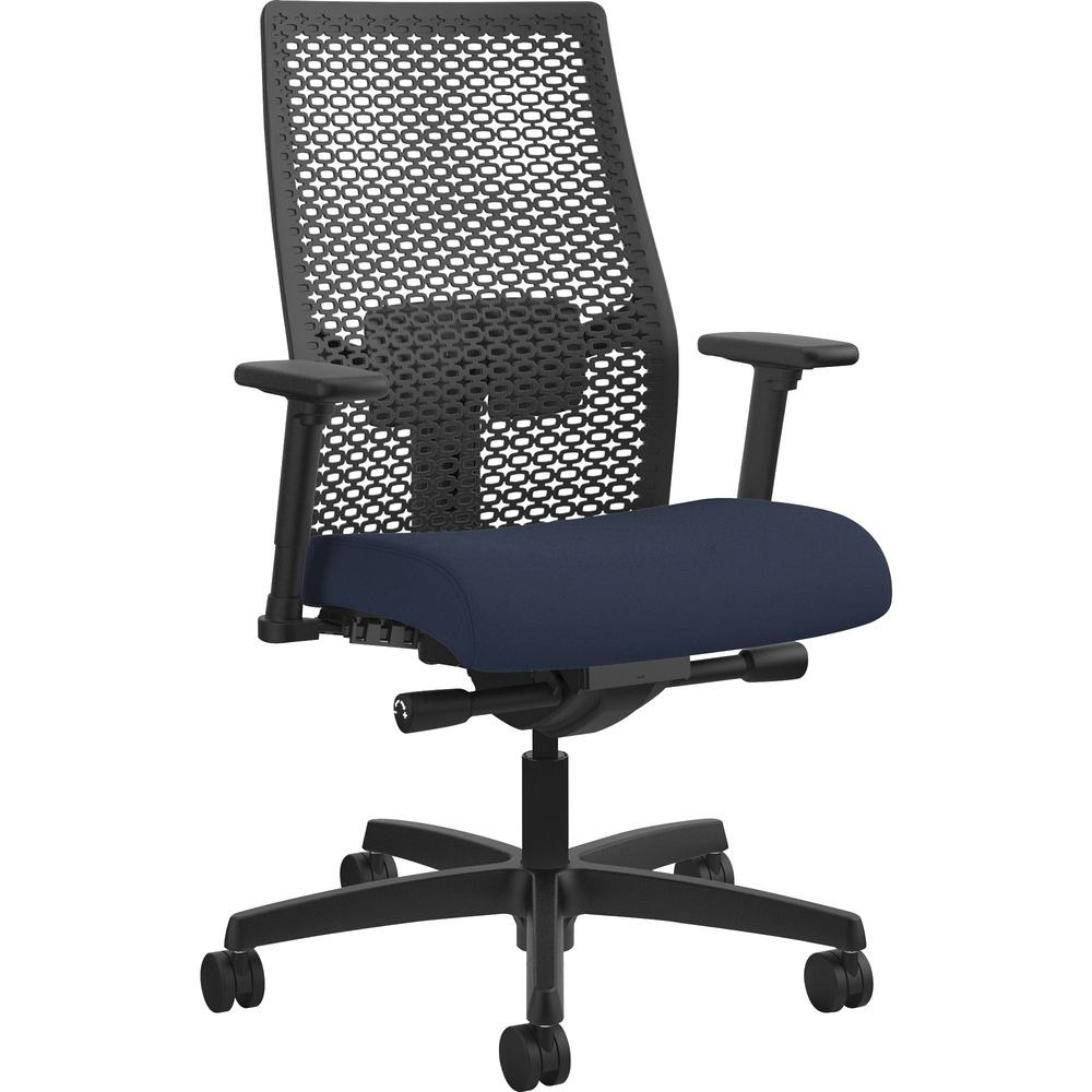 HON Ignition ReActiv Chair - Navy Fabric Seat - Black Mesh Back - Black Frame - Mid Back - Navy