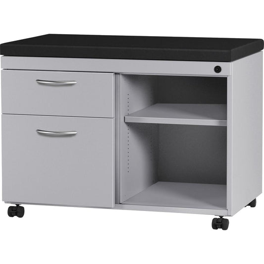 Lorell Molly Workhorse Cabinet - 2-Drawer - 30.5" x 18.3" x 22.4" - 2 x Shelf(ves) - 2 x Drawer(s) for Box, File - 200 lb Load Capacity - Mobility, Removable Lock, Upholstered, Locking Casters