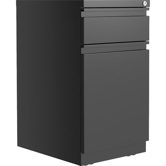 Lorell Mobile Pedestal File with Backpack Drawer - 15" x 27.8"20" - 2 x Box, File Drawer(s) - Finish: Black