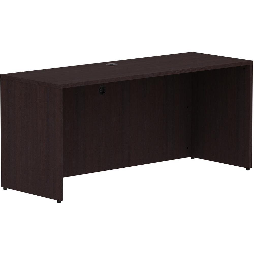 Lorell Espresso Laminate Desk - 66" x 24"29.5" Credenza Shell, 1" Top - Finish: Espresso Laminate, Silver Brush