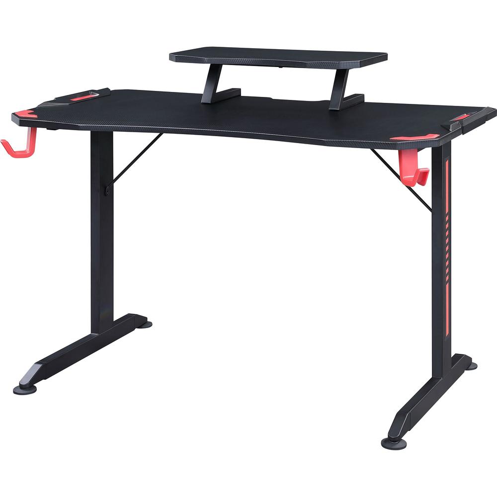 Lorell Gaming Desk - Powder Coated Base - 36" Height x 48" Width x 26" Depth - Assembly Required - Black - 1 Each